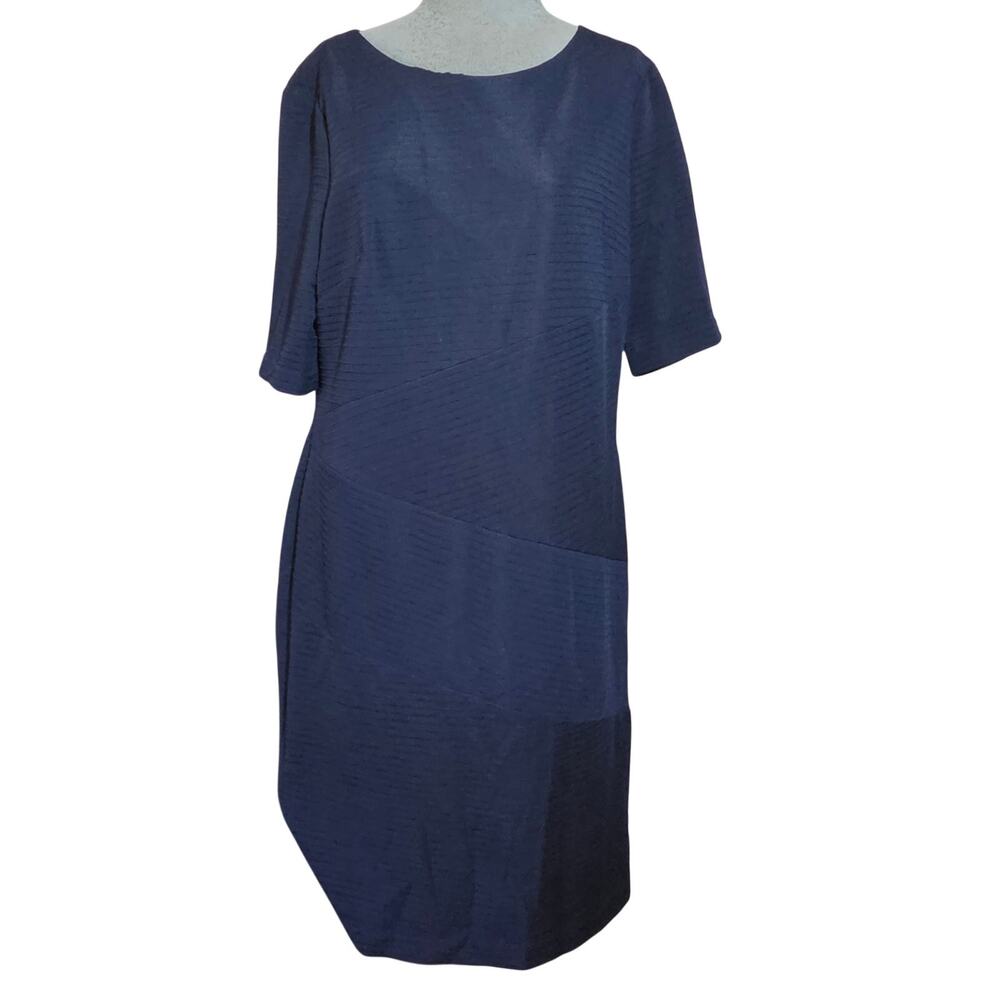 Anne Klein Navy Blue Short Sleeve Dress Size 14